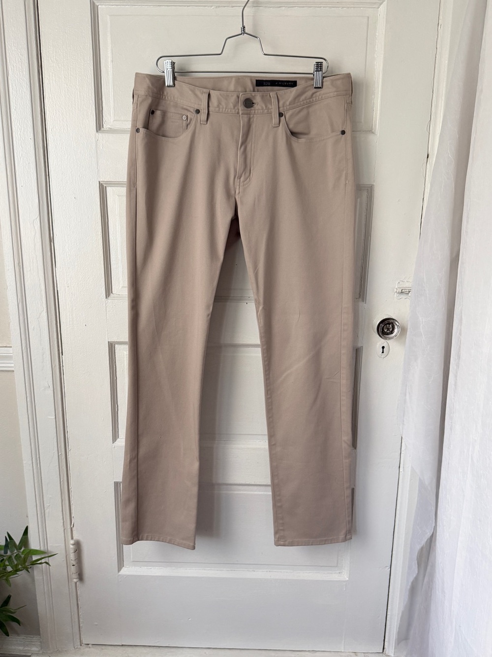 J. Hilburn Men's Casual Cotton Twill Chino Pants Straight Leg 5 Pocket Tan Beige
